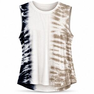 Sage Collective Tie Dye Muscle Tank Womens Size S Tan Black White Good Condition